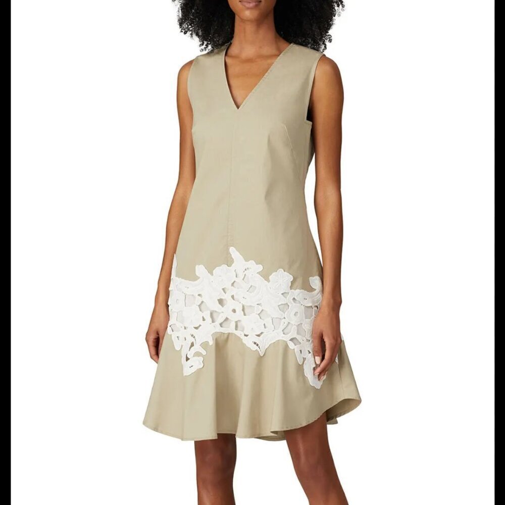 Derek Lam Rent the Runway 10 Crosby V-neck Khaki Lace Dress Women's size 6